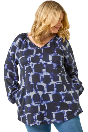 Roman Womens Curve Abstract Print Swing Tunic Top - - Size 20 UK