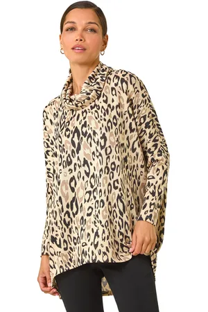 Roman Womens Animal Print Cowl Neck Tunic - - Size 18 UK
