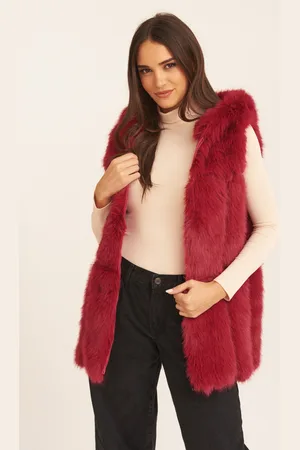 Gini London Womens Soft Touch Fur Longline Gilet - - Size Small/Medium