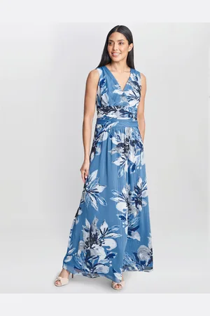 Gina Bacconi Womens Gayle Printed Maxi Dress With Ruched Waist - - Size 24 UK