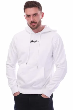 OFF-WHITE Mens Off White Script Logo Slim Hoodie in Black - Cotton - Size X-Large