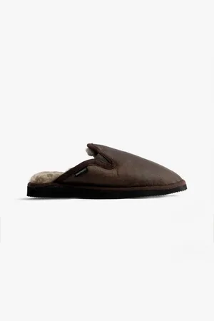 Shepherd ADAM Mens Sheepskin Mules Stone Oild Antique - - Size UK 11.5