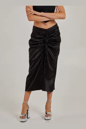 Pink Vanilla Womens Ruched Midi Skirt With Tie - - Size 16 UK