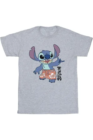 Disney Girls Lilo & Stitch Bermuda Shorts Cotton T-Shirt (Sports Grey) - - Size 9-11Y