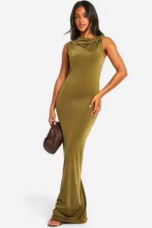 Boohoo Womens Cowl Neck Twist Detail Slinky Maxi Dress - - Size 14 UK