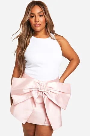 Boohoo Womens Plus Bow Satin Mini Skirt - - Size 16 UK
