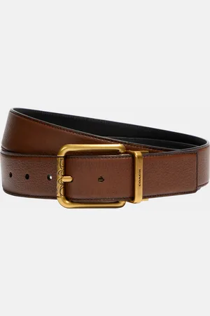 Coach Mens 38MM Sig C Branded Square Roller Belt in Pebbled Leather - - One Size