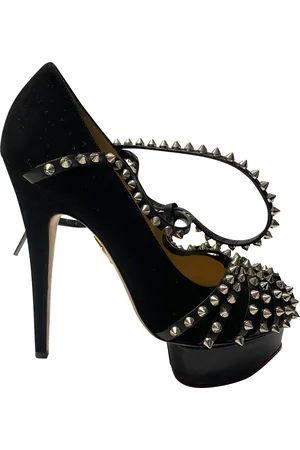 Charlotte Olympia Womens Angry Portia Studded Platform Pumps in Suede - Size EU 38