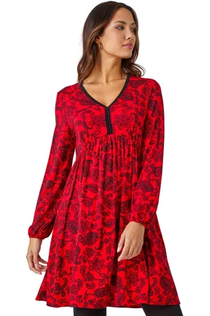 Roman Womens Floral Print Stretch Jersey Dress - - Size 16 UK