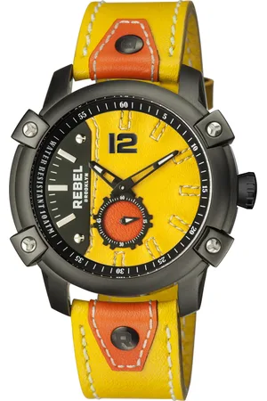 REBEL Mens Weeksville Gold/Bronze Dial Leather Watch - One Size