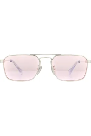 Police Rectangle Mens Shiny Palladium Pink Sunglasses - Metal (archived) - One Size