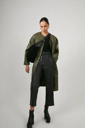 warehouse Womens Faux Leather Clean Peg Trousers - - Size 14 Regular