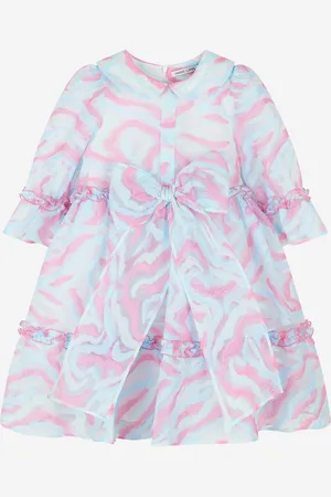 Mama Luma Girls Abstract Curve Organza Dress in - Size 9-10Y