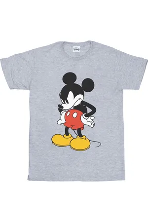 Disney Mens Mickey Mouse Angry Look Down T-Shirt (Sports Grey) - - Size Small