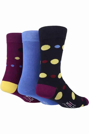 Wild Feet 3 Pack Mens Colourful Modern Patterned Bamboo Dress Socks - - Size UK 7-11
