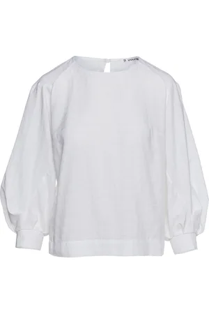 Conquista Womens Bishop Sleeve Jacquard Top in Sustainable Fabric - Size Small