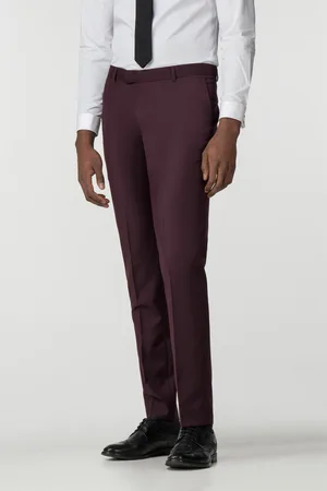 Limehaus Mens Burgundy Twill Skinny Fit Trousers - - Size 30 Short