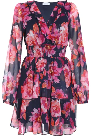 Quiz Womens Navy Chiffon Tiered Skater Mini Dress - Size 6 UK