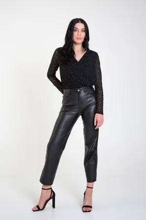 Gini London Womens Animal Pattern Burnout Long Sleeve Bodysuit - - Size 12 UK