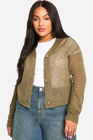 Boohoo Womens Plus Knitted Cropped Cardigan - - Size 28 UK
