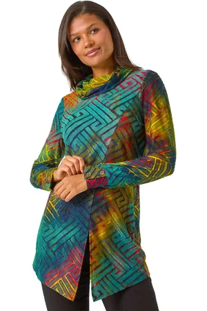 Roman Womens Geometric Textured Tunic - - Size 10 UK