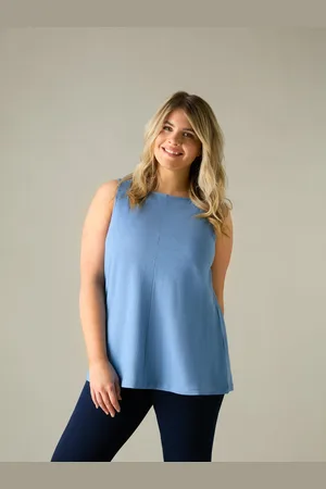 Live Unlimited London Womens Washed Cotton Slub Round Neck Vest - Size 24 UK