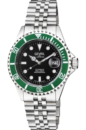 Gevril Mens Wall Street 4852B Swiss Automatic 3 Hands, SW200 black Dial Stainless Steel Date Watch - - One Size