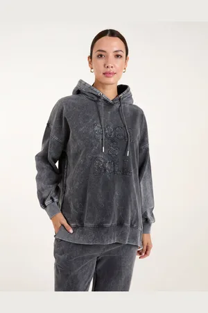 Blue Vanilla Womens Rock & Roll Acid Wash Hoodie - - Size Medium/Large