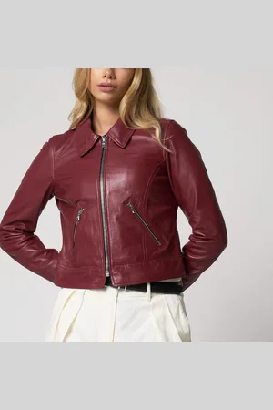 Barneys Originals Womens Real Leather Harrington In Cherry - - Size 16 UK