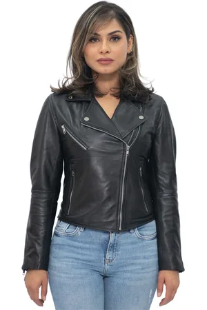 Infinity Womens Classic Red Nappa Retro Biker Jacket-Bergen - - Size 18 UK