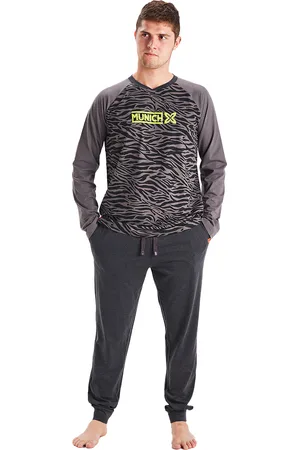 Munich Mens Winter pajamas long sleeve round neck MU1 men - - Size Medium