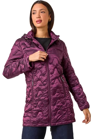 Roman Womens Wave Quilted Puffer Hooded Coat - - Size 12 UK
