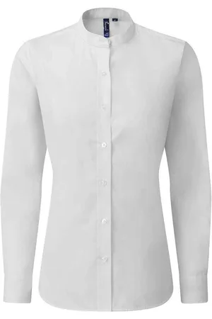 Premier Womens/Ladies Banded Grandad Collar Formal Shirt - Size X-Small