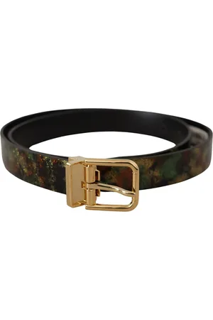 Dolce & Gabbana Mens Black Leather Bronze Metal Buckle Belt - Size 90 cm