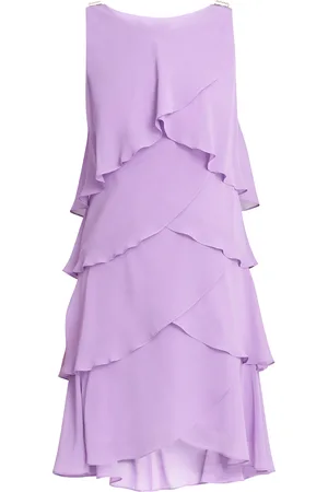 Gina Bacconi Womens Vesta Jewel-Shoulder Tiered Cocktail Dress - - Size 12 UK