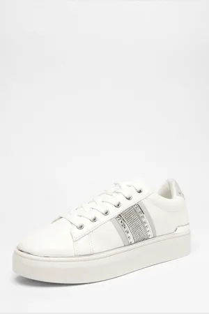 Quiz Womens Faux Leather Trim Trainers - Size UK 6