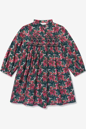 BONPOINT Girls Tamsin Smocked Dress in - Size 4Y