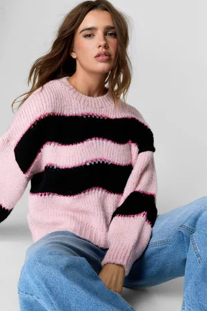NASTY GAL Womens Knitted Wavy Sweater - - Size Medium/Large