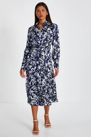 Quiz Womens Paisley Print Shirt Midi Dress - Size 10 UK