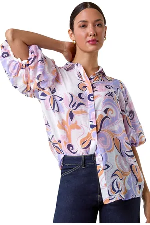Roman Womens Floral Print Puff Sleeve Shirt - - Size 12 UK