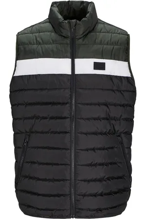 JACK & JONES Mens Puffer Gilet with Stand Up Collar Lightweight - - Size Medium