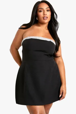 Boohoo Womens Plus Diamante Trim Skater Mini Dress - - Size 18 UK