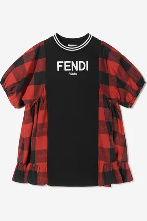 Fendi Kids Girls Checked A-Line Dress - - Size 10Y