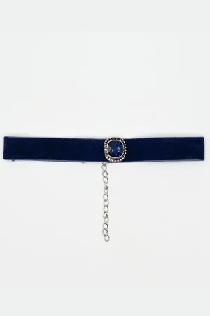 SVNX Womens Faux Velvet Choker Necklace with Jewel - Zinc Alloy - One Size