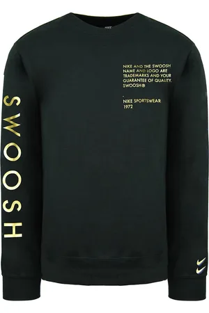 Nike Swoosh Long Sleeve Pullover Crew Neck Mens Sweaters DC2577 010 Cotton - Size X-Large
