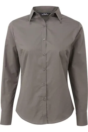Premier Womens/Ladies Long-Sleeved Shirt (Dark ) - Size 6 UK