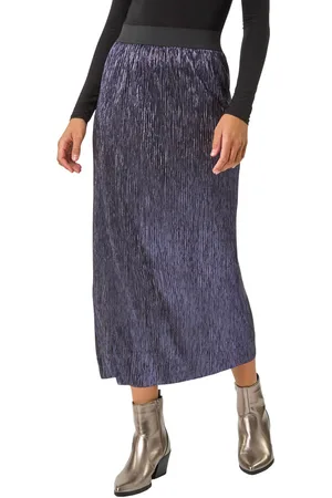 Roman Womens Foil Plisse Pleated Pencil Skirt - - Size 20 UK