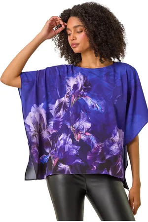 Roman Womens Floral Print Chiffon Overlay Top - - Size 18 UK
