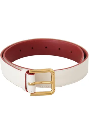 Dolce & Gabbana WoMens Calf Leather Two-Toned Gold Metal Buckle Belt - Size 70 cm