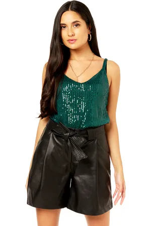 Gini London Womens Sequin V Neck Cami Top - - Size L/XL